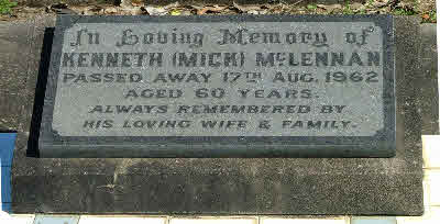 Photo of headstones/Kenneth (Mick) McLennan d 1962 hdstn SthGrftnCem